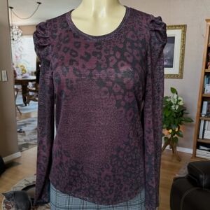 3 For $15 Studio by JPR Leopard Print Puffed Sleeved Top Sz M